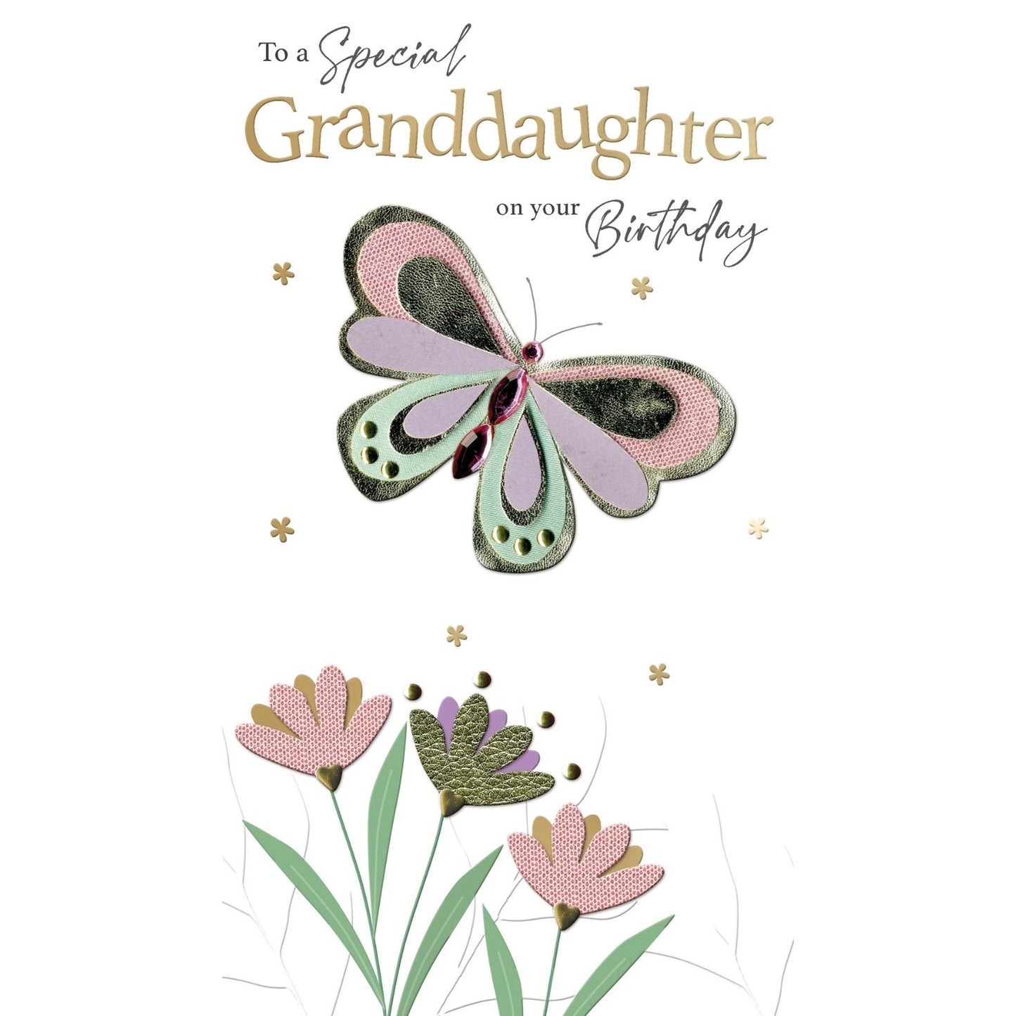 Granddaughter Birthday Card  Champagne Hand-Finished Embellished Pretty Design