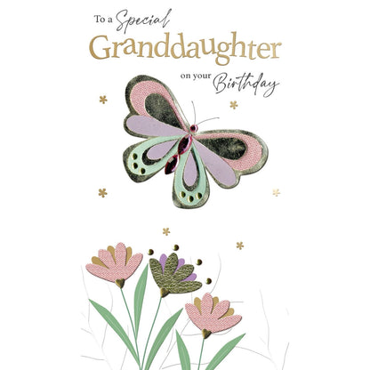 Granddaughter Birthday Card  Champagne Hand-Finished Embellished Pretty Design