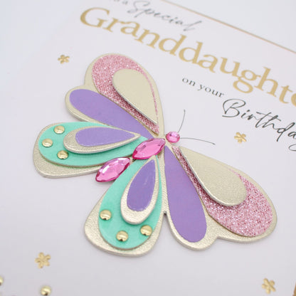 Granddaughter Birthday Card  Champagne Hand-Finished Embellished Pretty Design