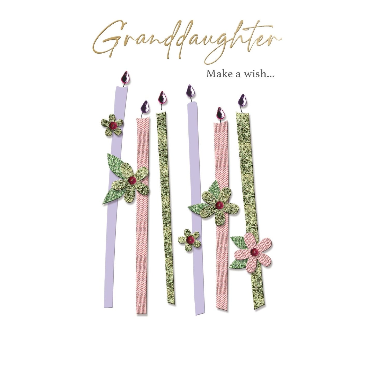 Granddaughter Birthday Card  Champagne Hand-Finished Embellished Candle Design