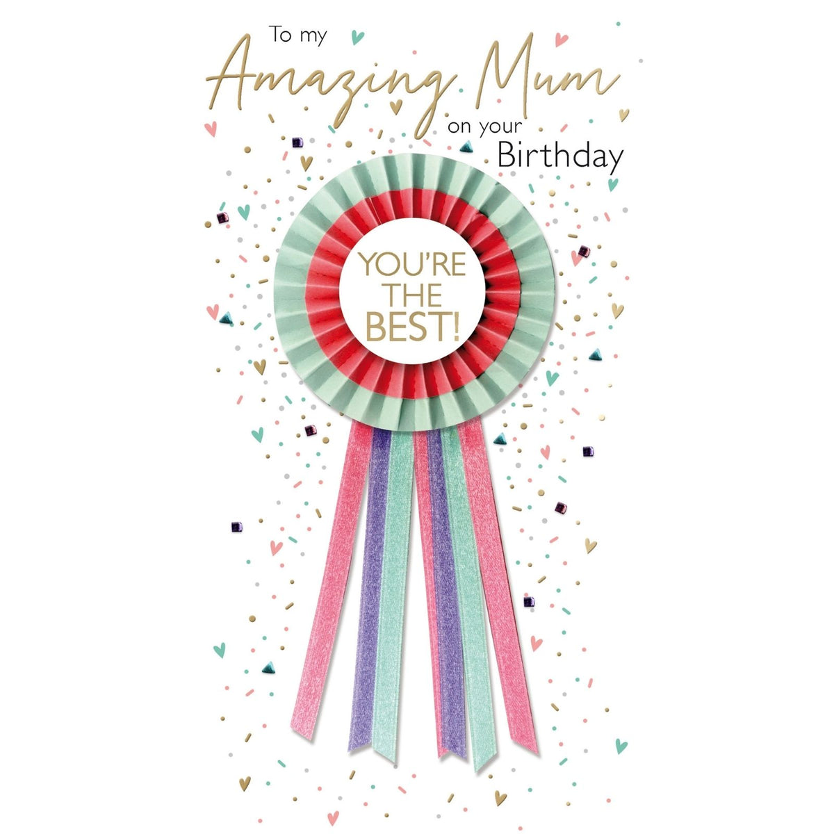 Mum Birthday Card Champagne Hand-Finished Embellished You're The Best Design
