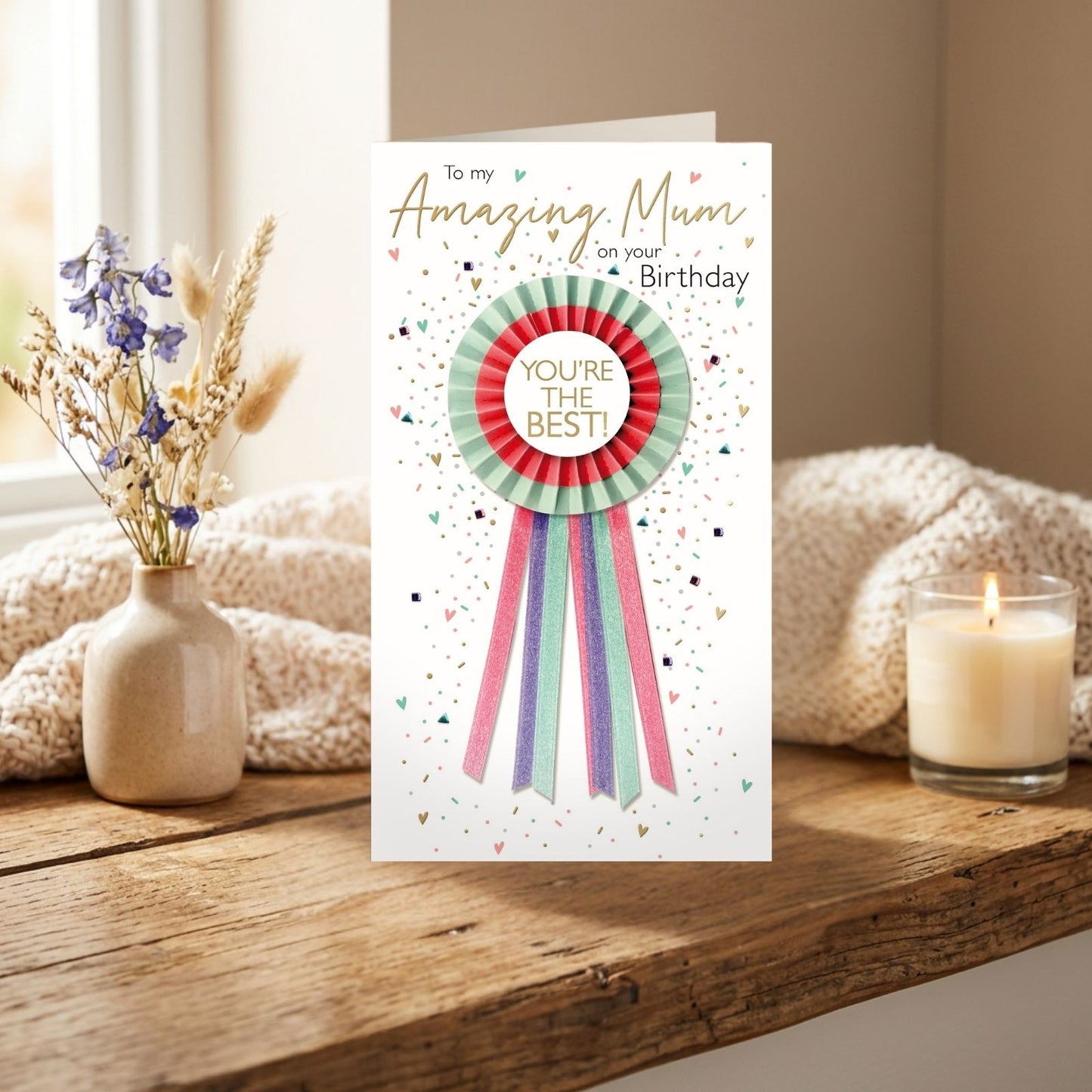 Mum Birthday Card Champagne Hand-Finished Embellished You're The Best Design