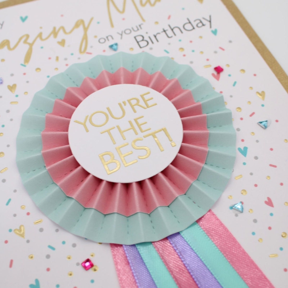 Mum Birthday Card Champagne Hand-Finished Embellished You're The Best Design