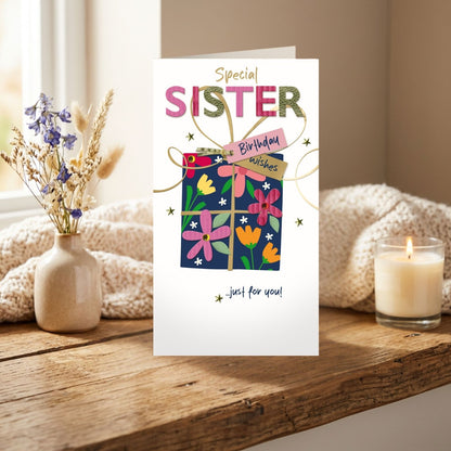 Sister Birthday Card  Champagne Hand-Finished Embellished Gift For You Design