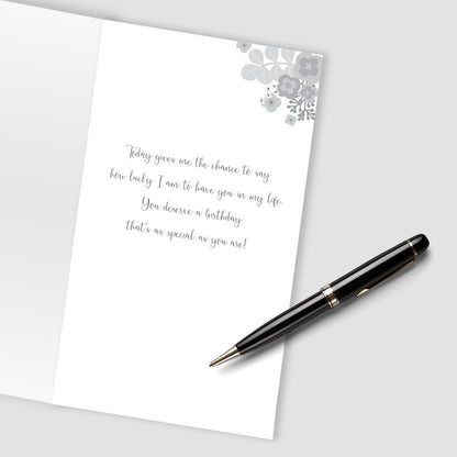 Wife Birthday Card Beautiful Champagne Hand-Finished Embellished Bouquet Design