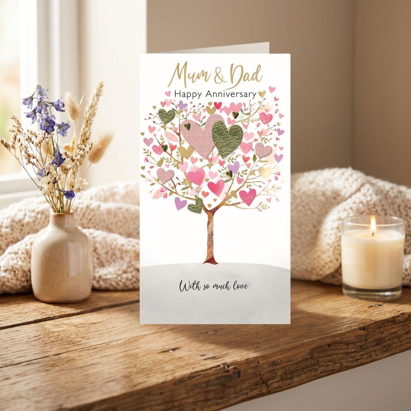 Mum & Dad Happy Anniversary Card  Champagne Hand-Finished Embellished  Design