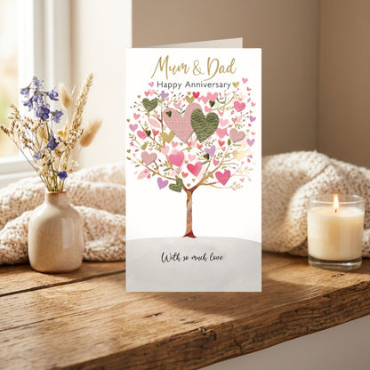 Mum & Dad Happy Anniversary Card  Champagne Hand-Finished Embellished  Design