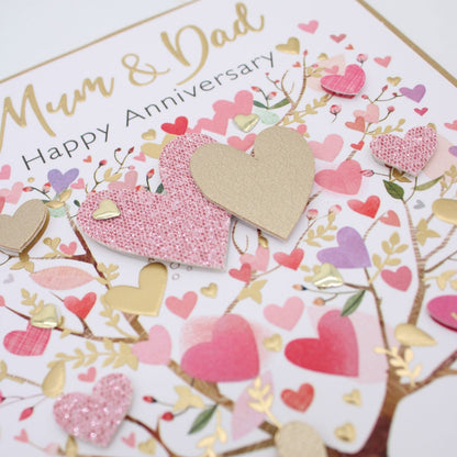 Mum & Dad Happy Anniversary Card  Champagne Hand-Finished Embellished  Design