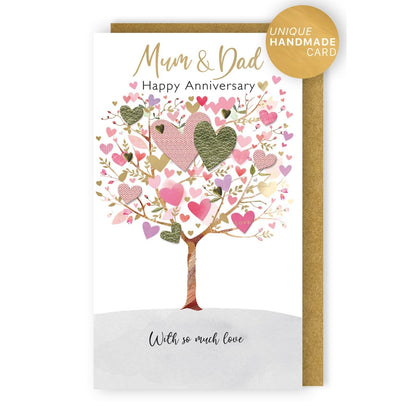 Mum & Dad Happy Anniversary Card  Champagne Hand-Finished Embellished  Design