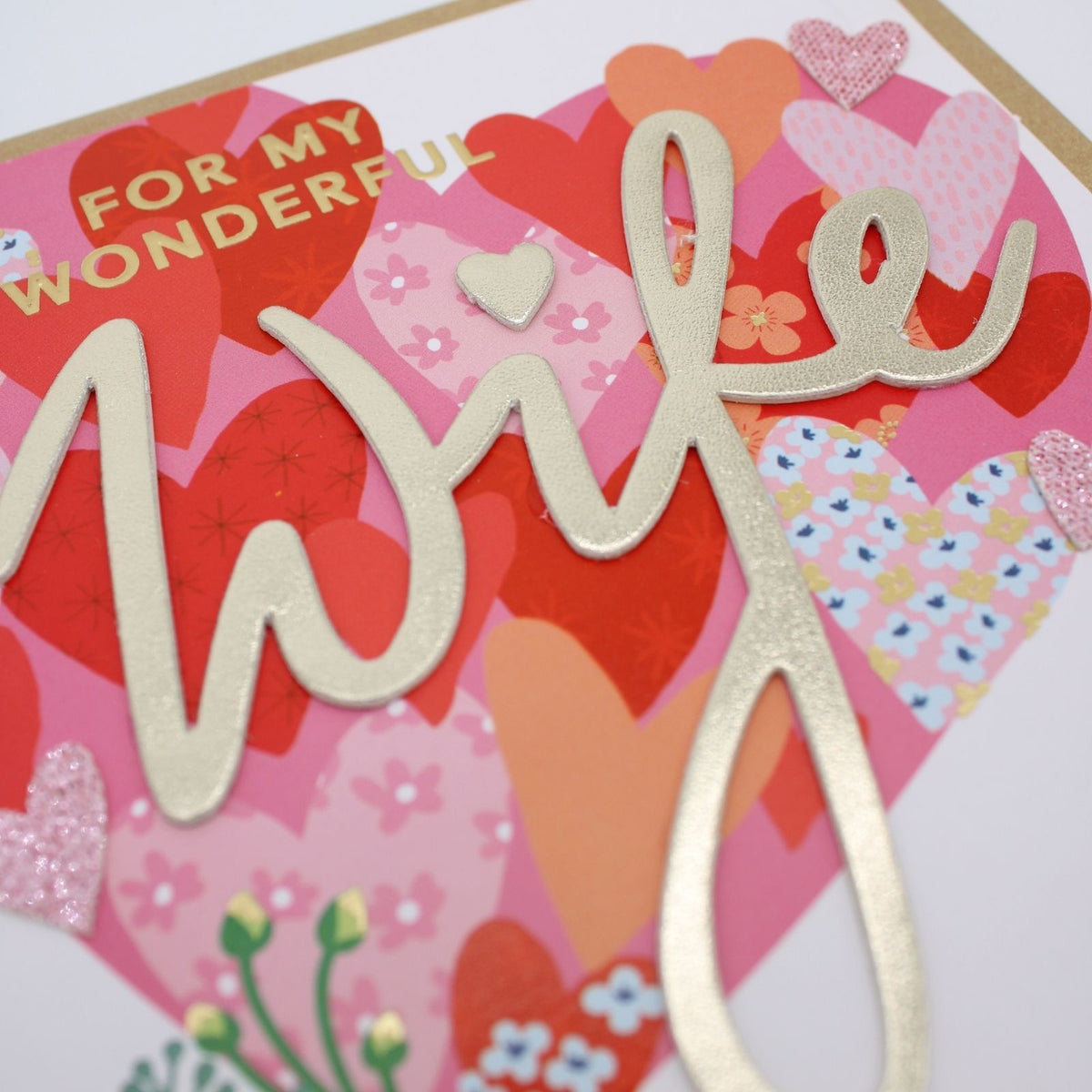 Wife Anniversary Card Loving Champagne Hand-Finished Embellished Bouquet Design