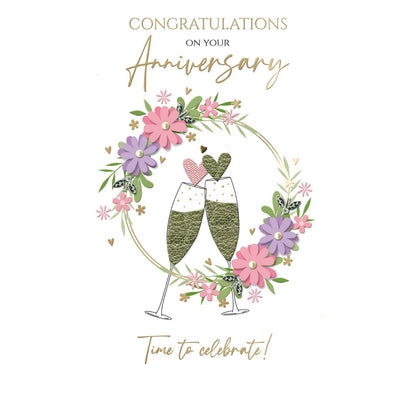 On Your Anniversary Card For Couple Champagne Hand-Finished Embellished  Design
