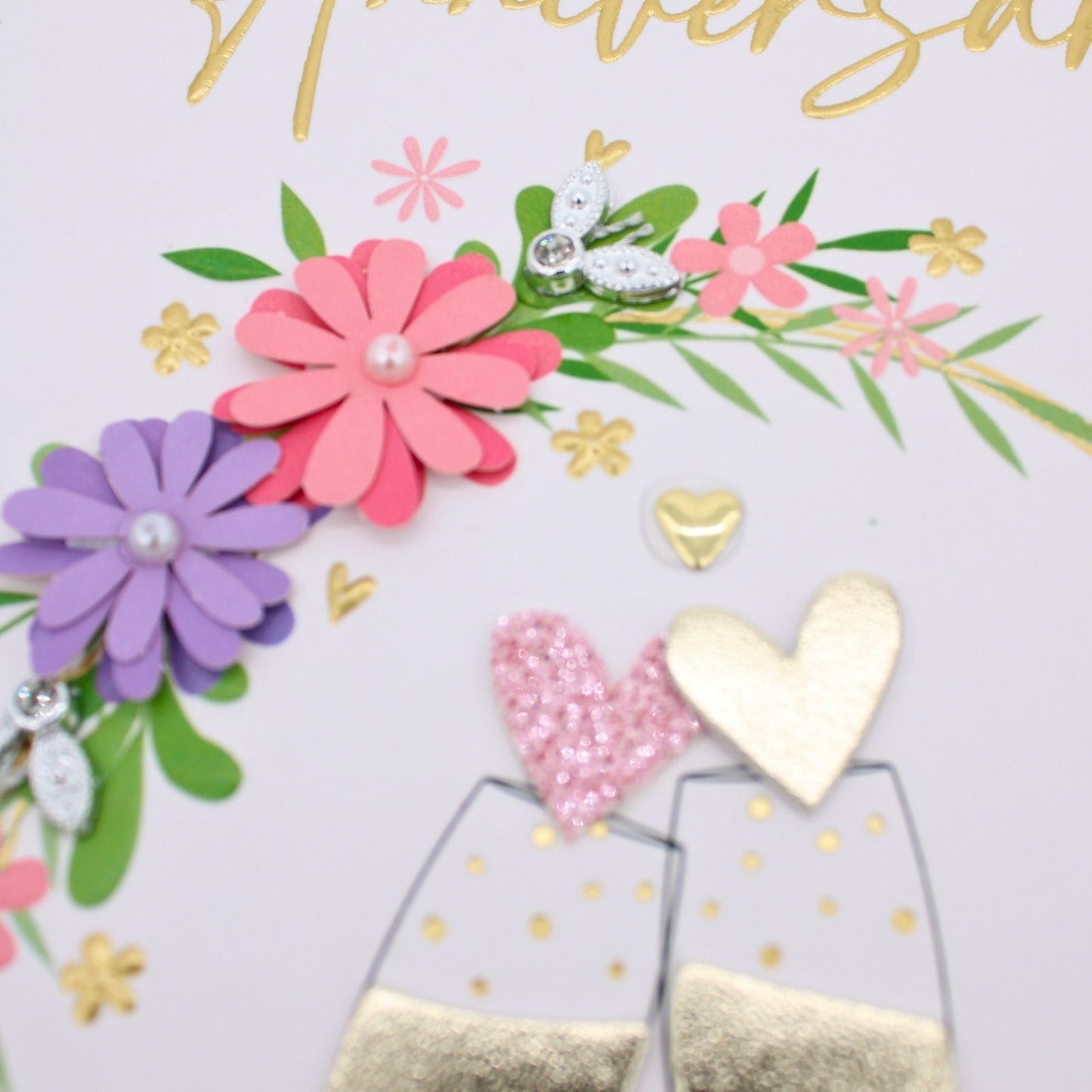 On Your Anniversary Card For Couple Champagne Hand-Finished Embellished  Design