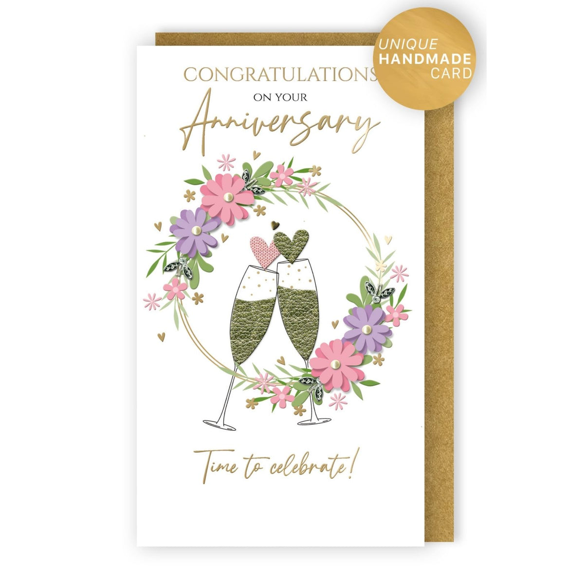 On Your Anniversary Card For Couple Champagne Hand-Finished Embellished  Design