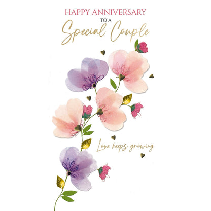 Happy Anniversary Card For Couple Champagne Hand-Finished Embellished  Design