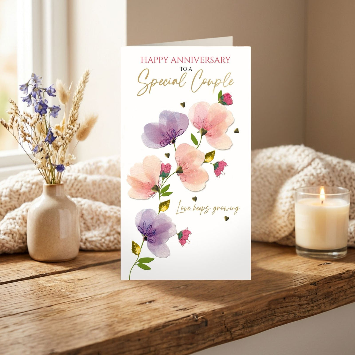 Happy Anniversary Card For Couple Champagne Hand-Finished Embellished  Design