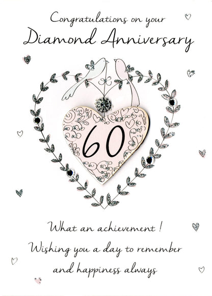 60th Diamond Anniversary Greeting Card Second Nature Just To Say Cards