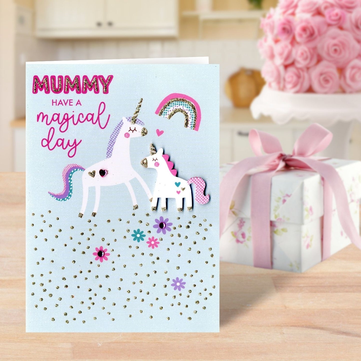 Mummy Magical Unicorn Birthday Greeting Card