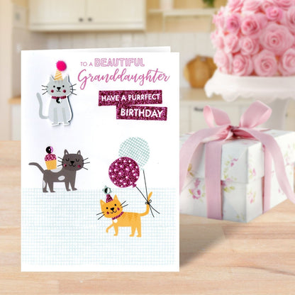 Granddaughter Purrfect Birthday Greeting Card
