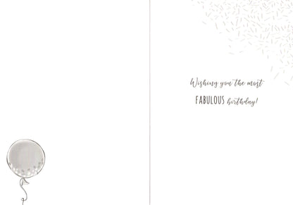 Female 80th Pink Balloon Birthday Greeting Card