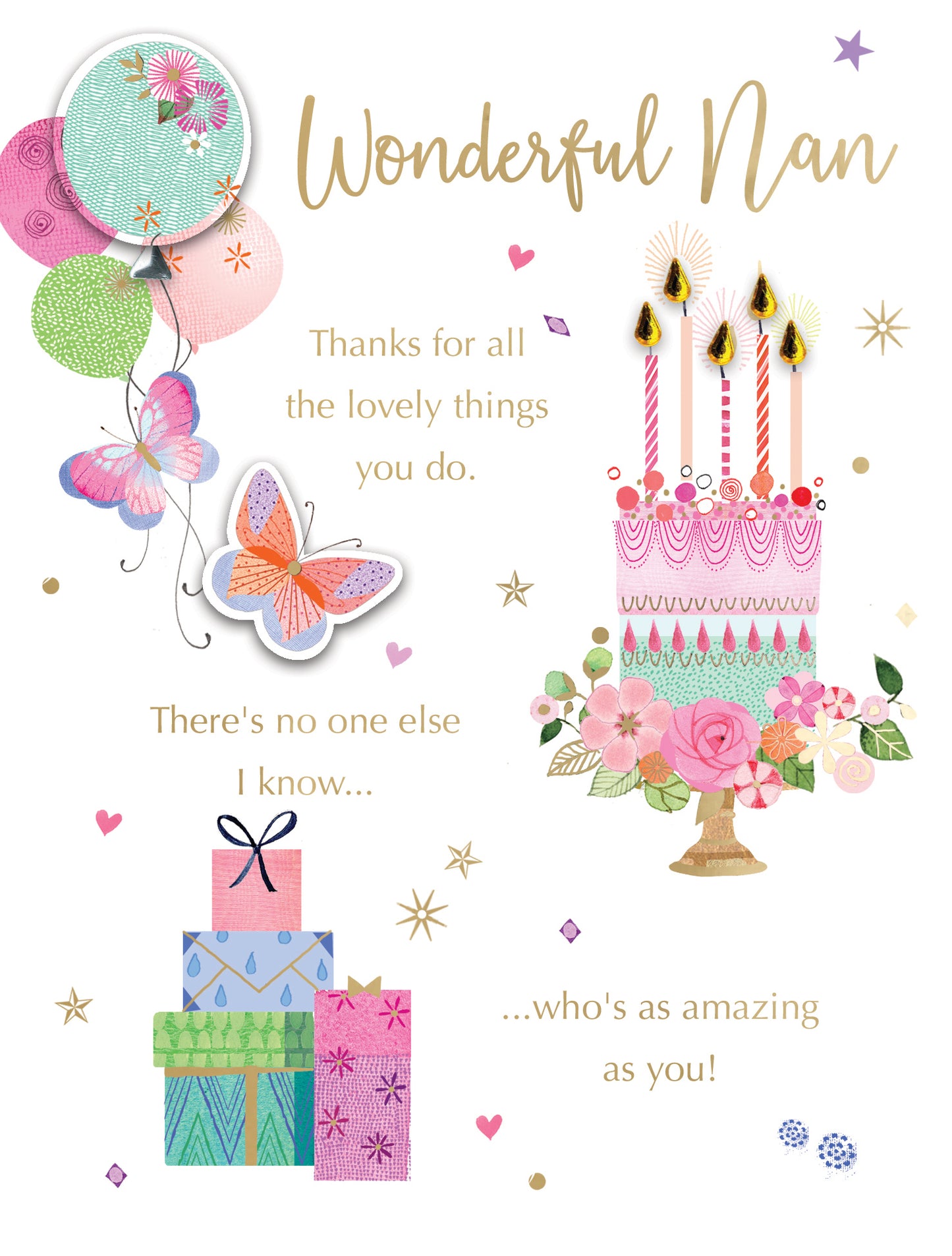 Wonderful Nan Celebrate Joyfully! Hand-Finished Birthday Greeting Card