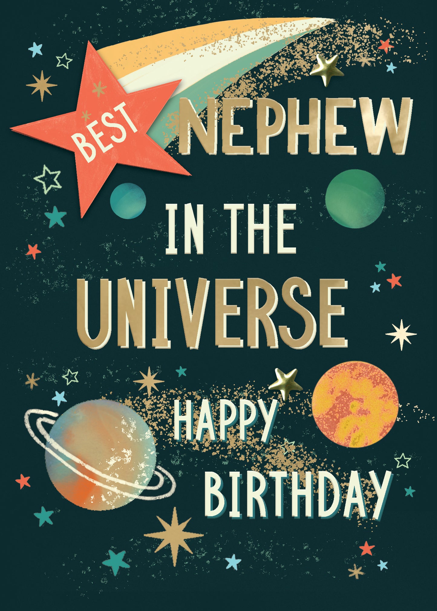 Best Nephew Star-Tastic Adventure! Hand-Finished Birthday Greeting Card