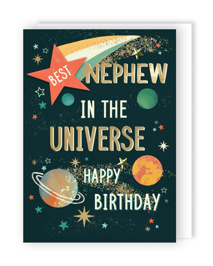 Best Nephew Star-Tastic Adventure! Hand-Finished Birthday Greeting Card