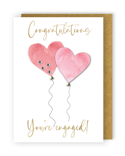 Congratulations You're Engaged Love Blooms! Hand-Finished Engagement Card