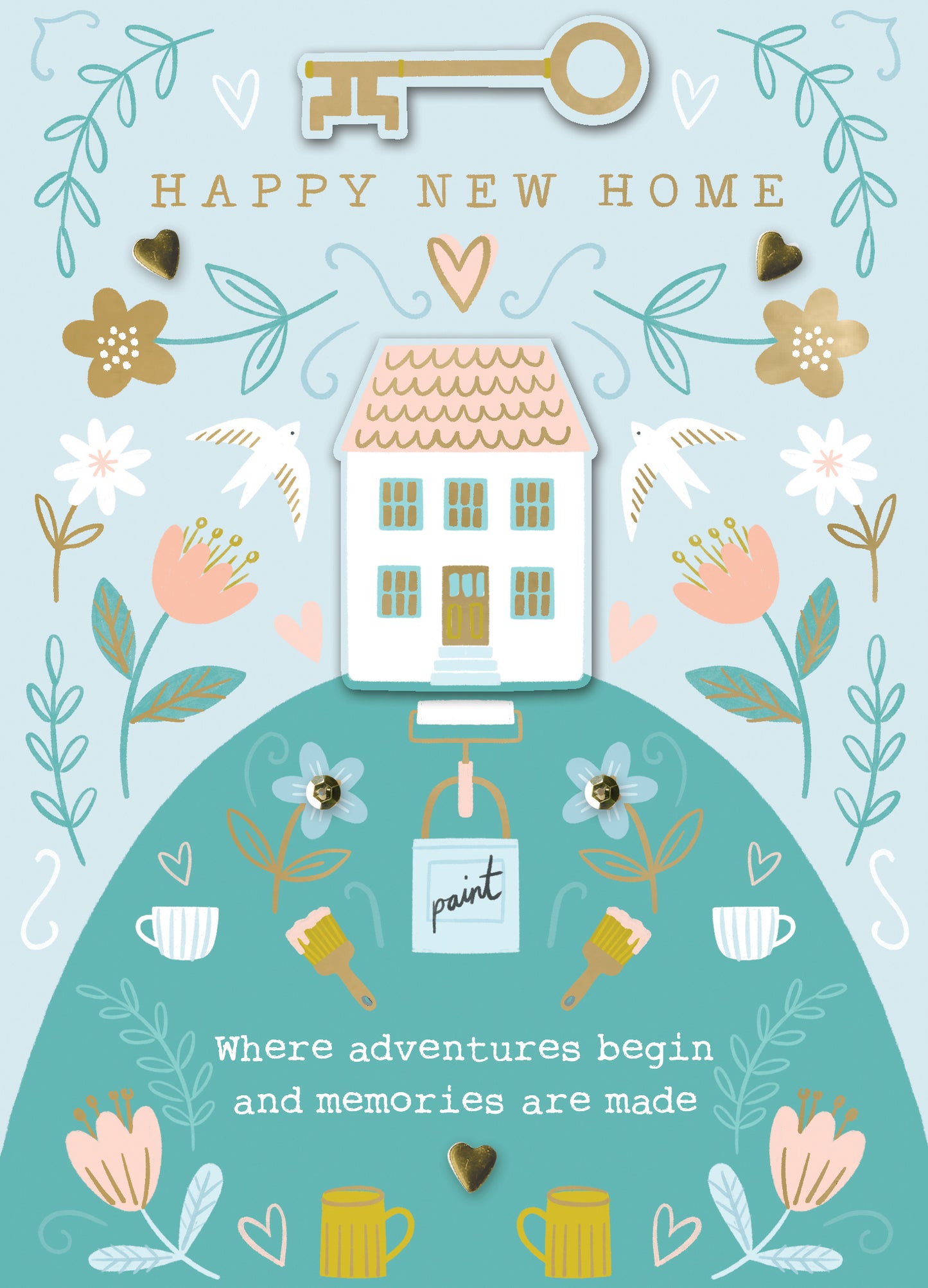 Happy New Home Hilltop Happiness! Hand-Finished New Home Greeting Card