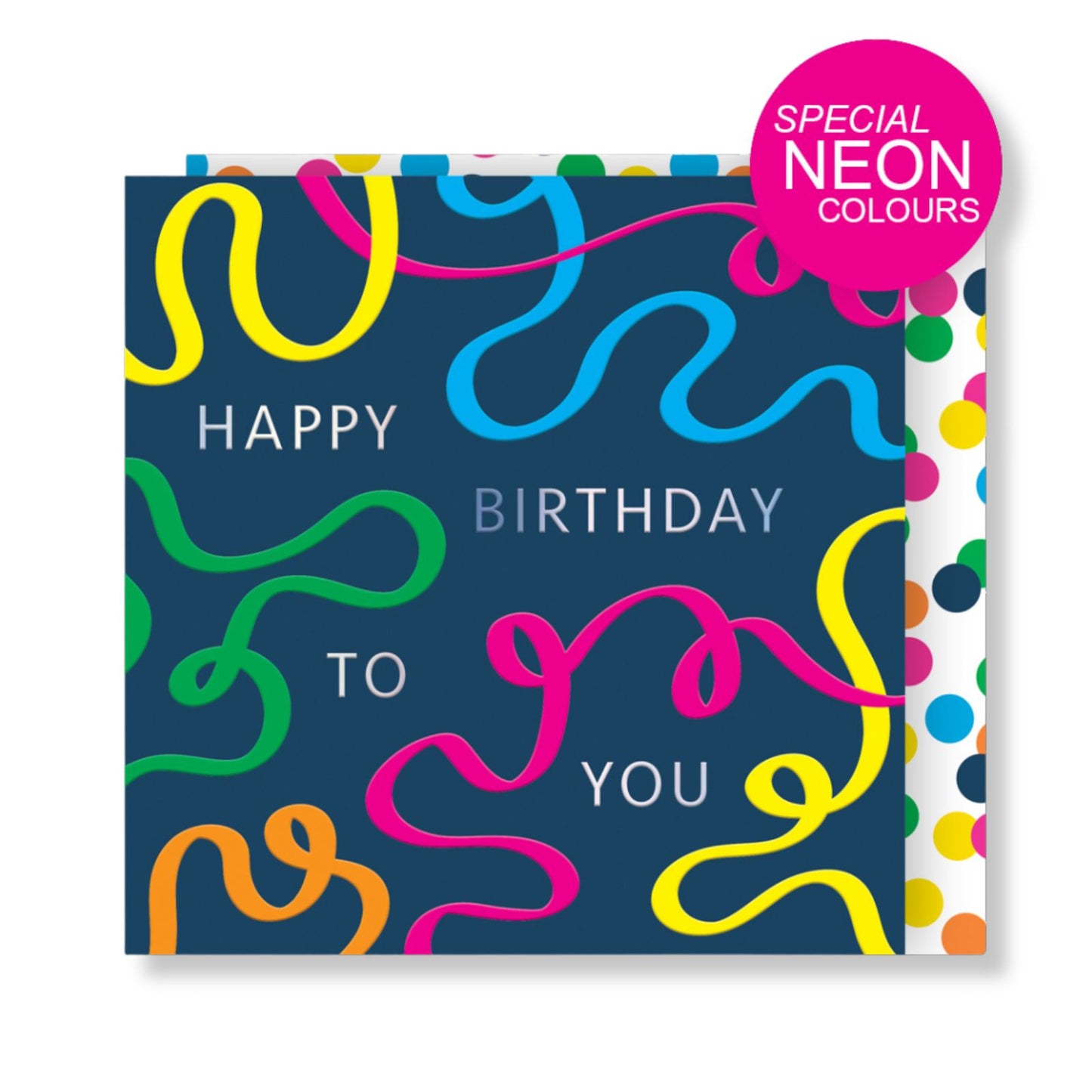 Happy Birthday Card Neon Streamers Embossed & Foiled Kazoo Range