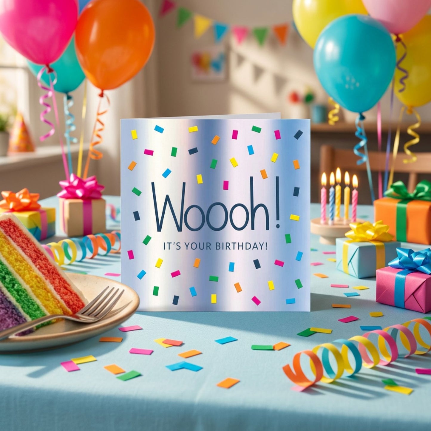 Woooh! It's Your Birthday Card Neon Confetti Embossed & Foiled Kazoo Range