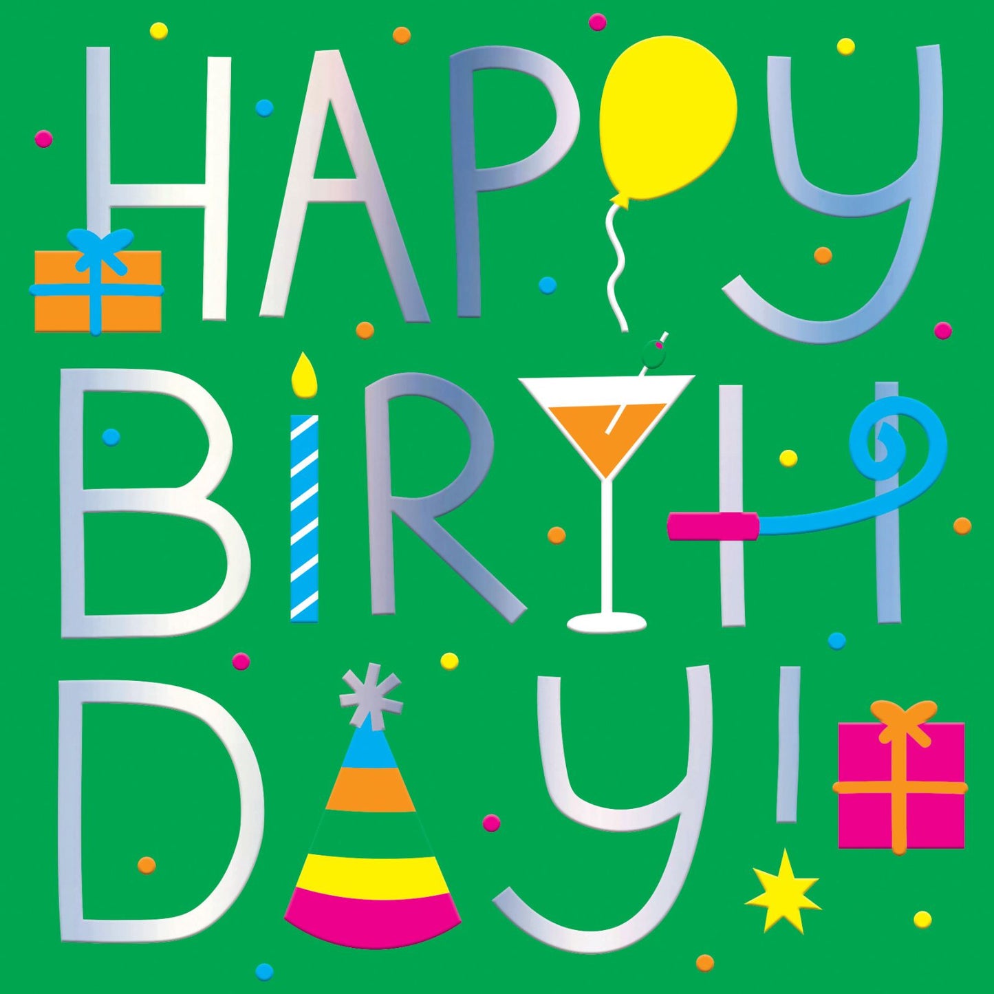Happy Birthday! Card Neon Party Celebration Embossed & Foiled Kazoo Range