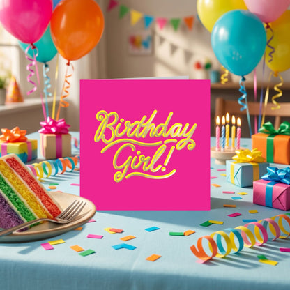 Birthday Girl! Pink Birthday Card For Her Embossed & Foiled Kazoo Range