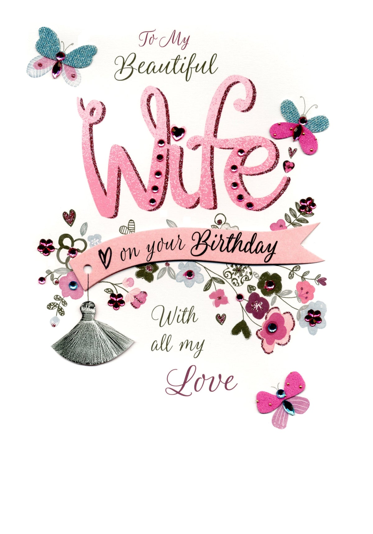 Show Her You Care: 'Happy Birthday To My Darling Wife' Large A4 Card - Cute Owl Design