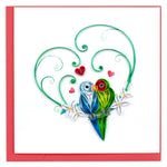 Quilling Pair Of Love Birds Chirpy Romance Hand-Finished Art Greeting Card