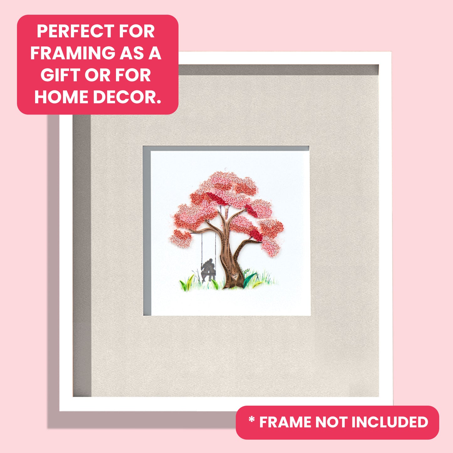 Quilling A Couple In Love Cherry Blossom Tree Hand-Finished Art Greeting Card