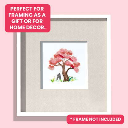 Quilling A Couple In Love Cherry Blossom Tree Hand-Finished Art Greeting Card