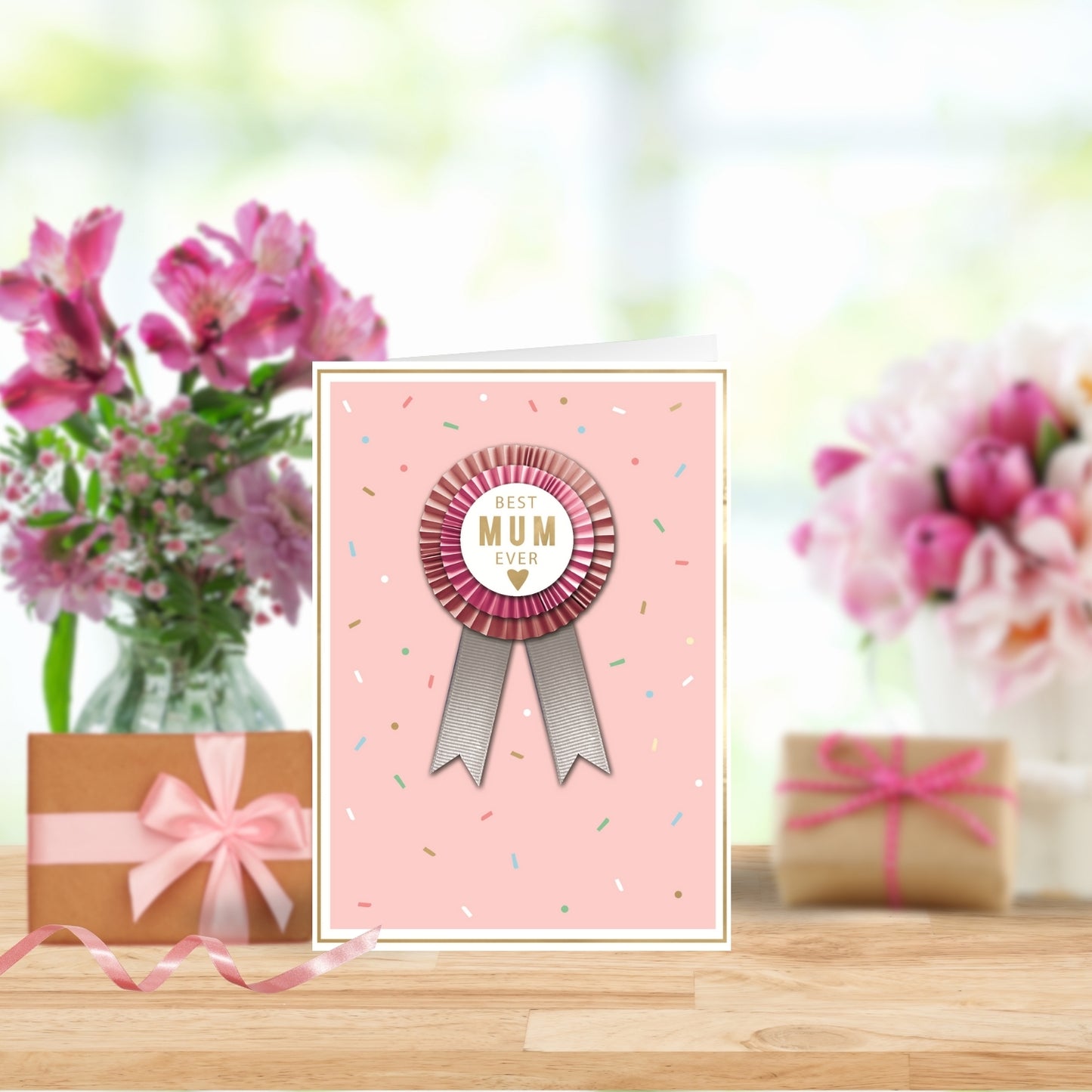 Best Mum Ever Rosette Embellished Mother's Day Card