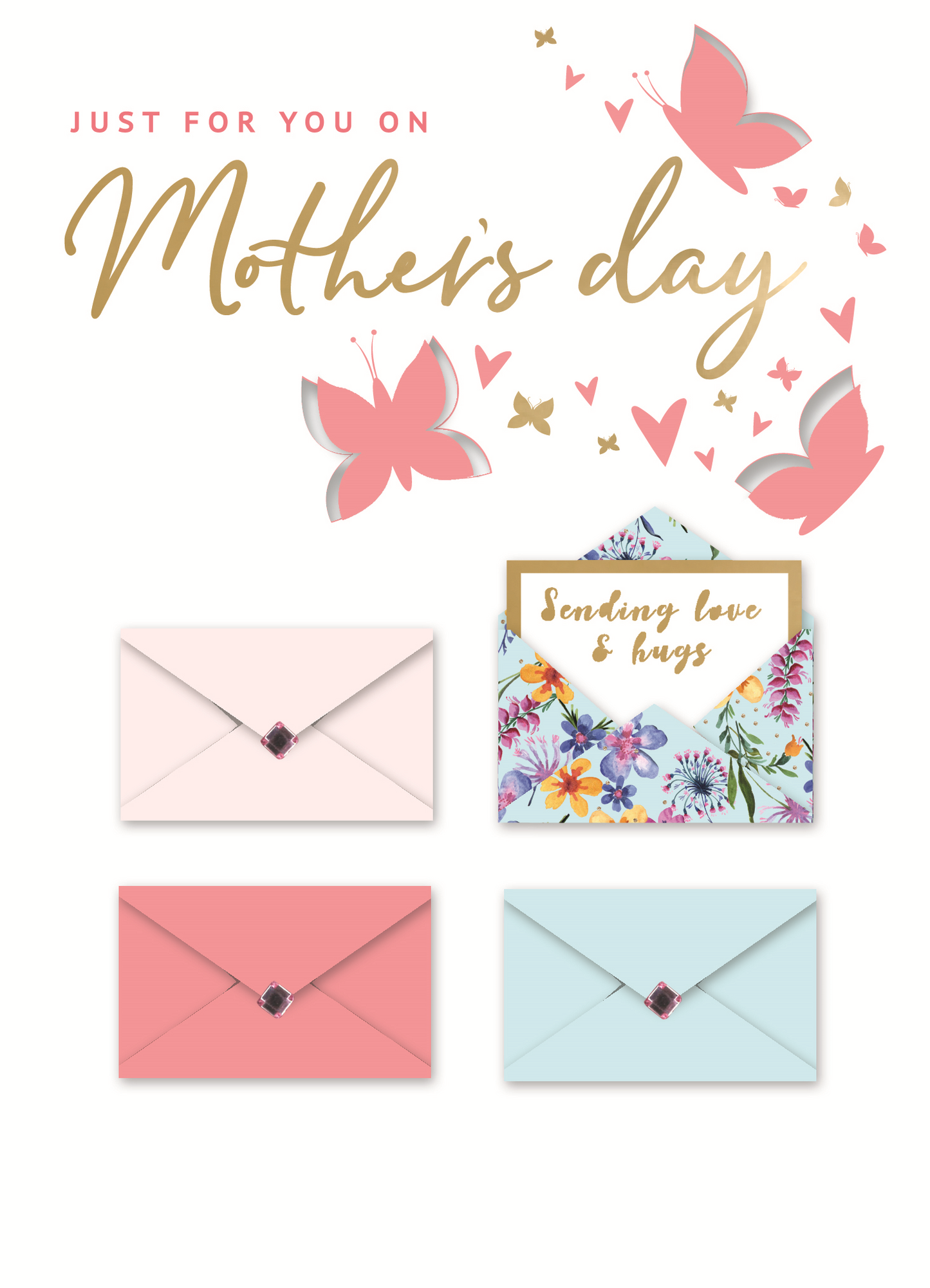 Sending Love & Hugs Embellished Mother's Day Card