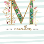 M Is For Marvellous Mum Embellished Mother's Day Card
