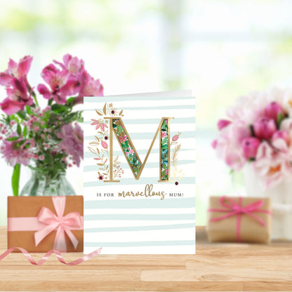 M Is For Marvellous Mum Embellished Mother's Day Card