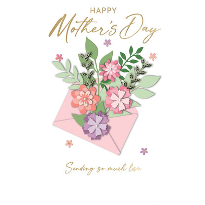 Hand-Finished Mother's Day Card Embellished Sending So Much Love Champagne Card