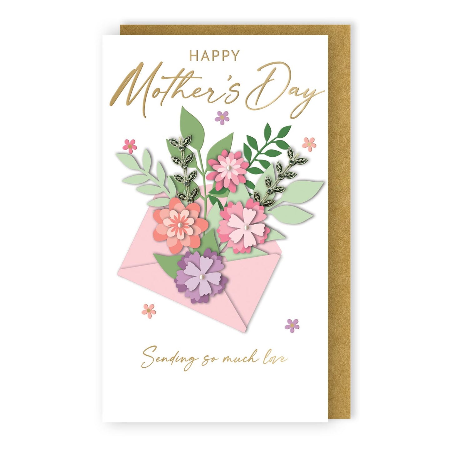 Hand-Finished Mother's Day Card Embellished Sending So Much Love Champagne Card
