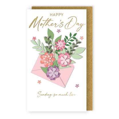 Hand-Finished Mother's Day Card Embellished Sending So Much Love Champagne Card