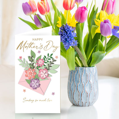 Hand-Finished Mother's Day Card Embellished Sending So Much Love Champagne Card