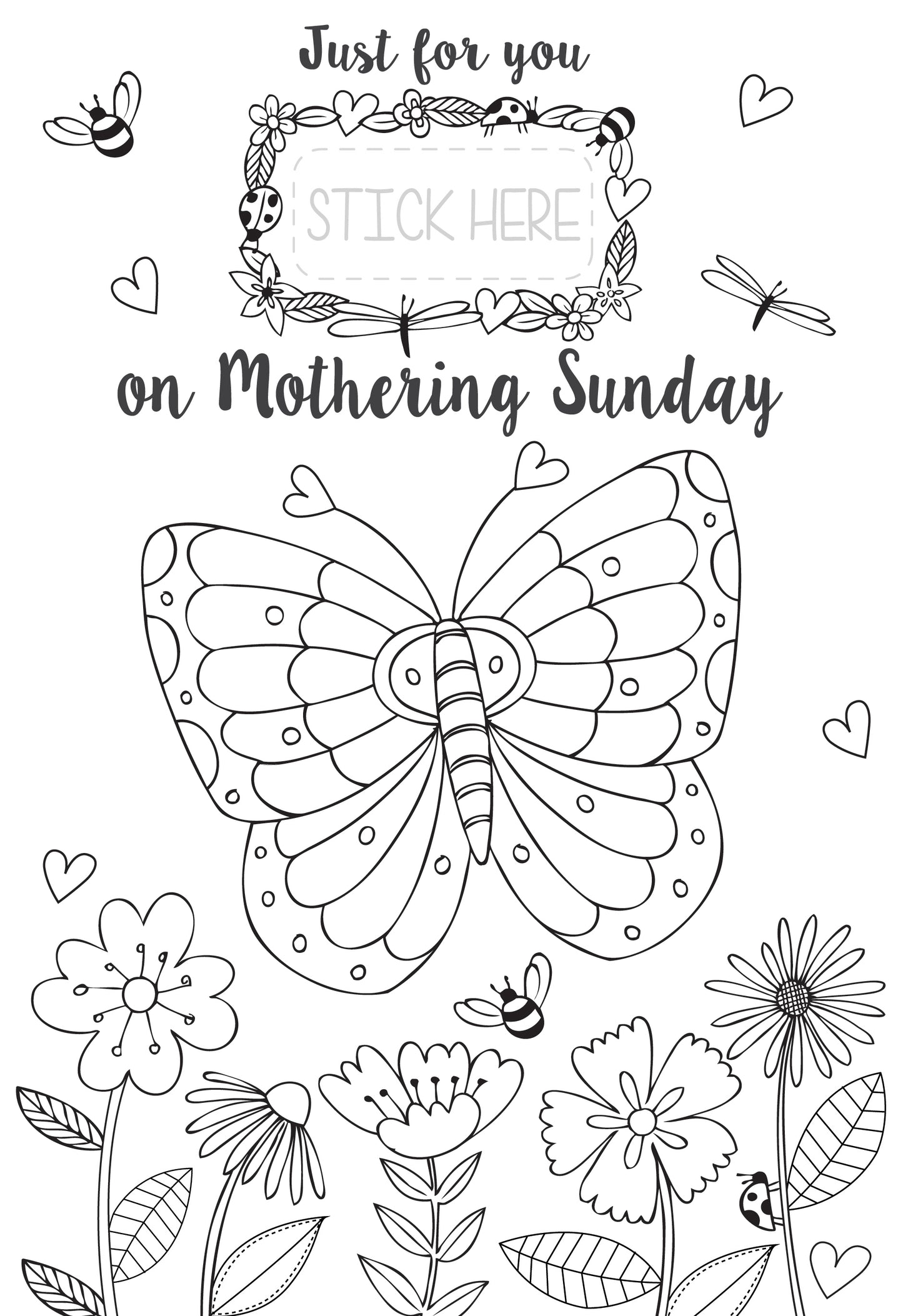 Just For You Mum Colour-Me-In Mother's Day Greeting Card With Stickers