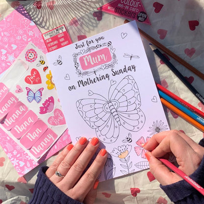 Just For You Mum Colour-Me-In Mother's Day Greeting Card With Stickers