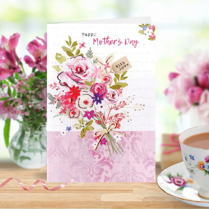 Happy Mother's Day Card With Love Embellished Bouquet