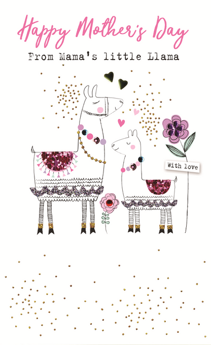 Embellished From Mama's Little Llama Mother's Day Greeting Card