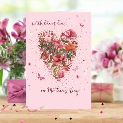 With Lots Of Love Mum Embellished Mother's Day Greeting Card