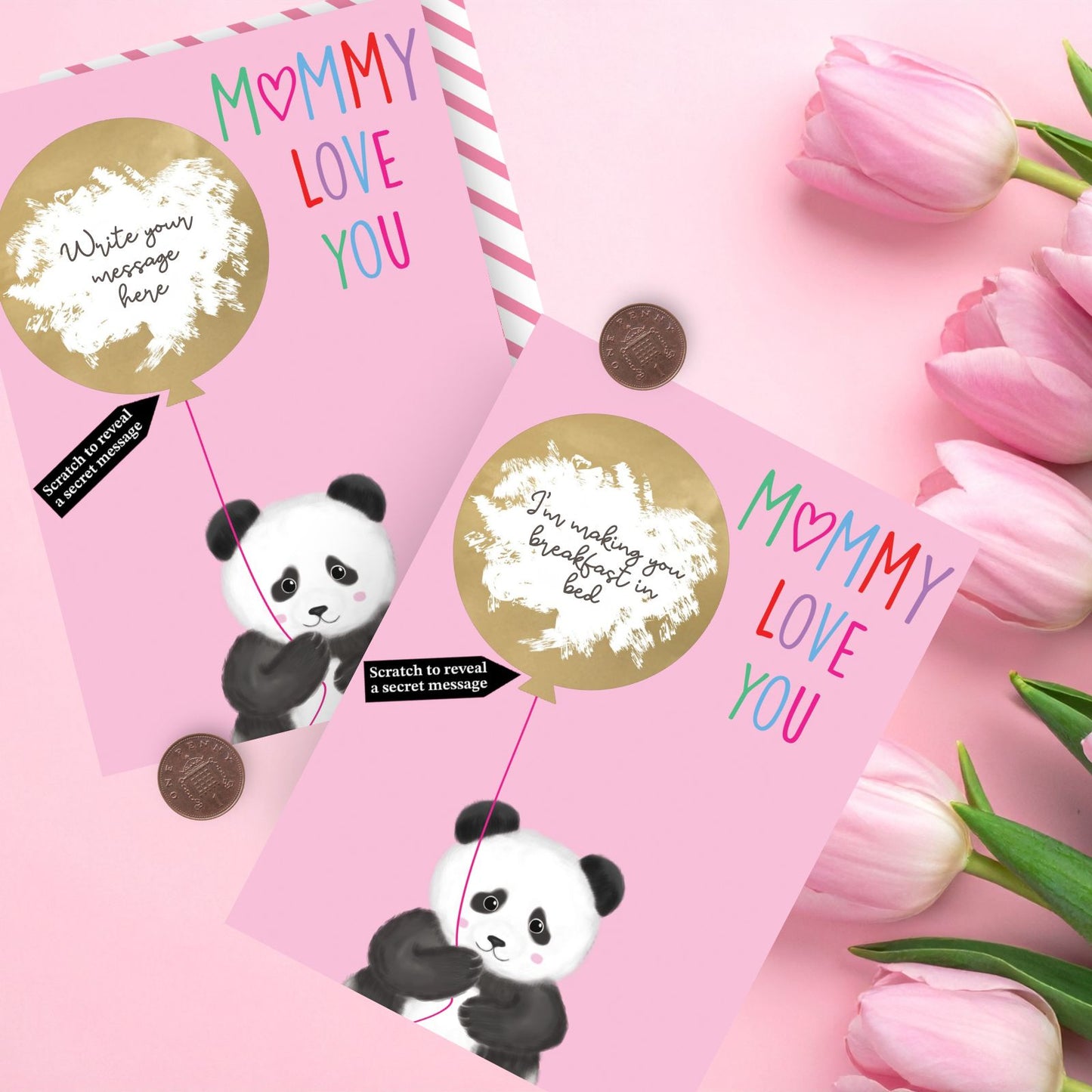 Mother's Day Greeting Card For Mummy Panda Scratch-To-Reveal Secret Message Card